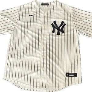 Nike Men’s White Baseball Jersey with Navy Pinstripes